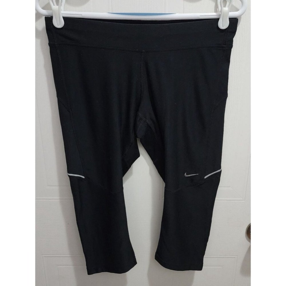 Nike Women's Dri-Fit Filament Running Crop Capri‎ Leggings Black 519841-010 Sz M